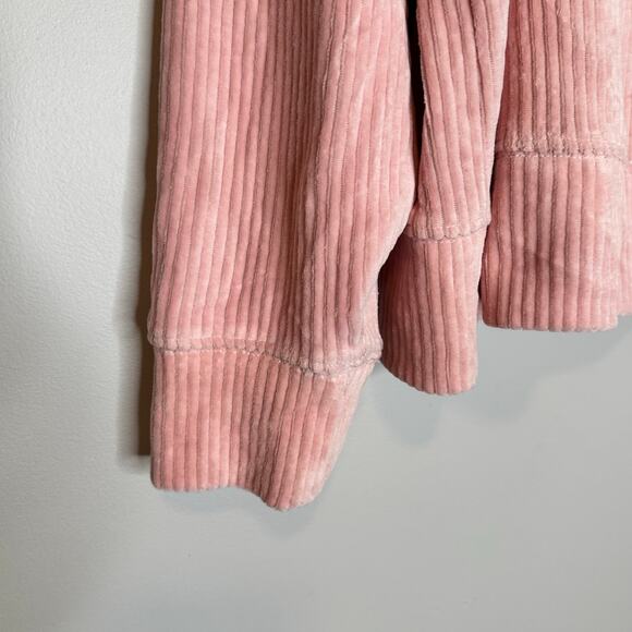 Topshop 1/4 Zip Ribbed Velour Sweatshirt Pink Cotton Blend Women 8-10 NWT - Picture 4 of 8